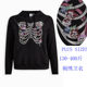 2513 Europe and America Fat MM Extra Large Zipper Black Embroidered Casual Jacket Sweater Jacket 200 300400Jin [Jin equals 0.5 kg]