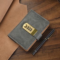 A7 Retro Password Diary with Lock, Thickened Diary, Student Notebook, Ledger, Creative Notepad, Stationery