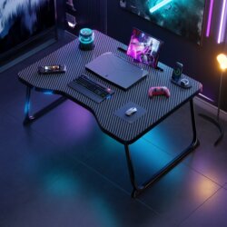 Student Dormitory Folding Table with Cup Holder, Bed Table, Iron Stand, Computer Desk, Student Desk, Portable Study Table