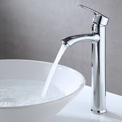 Countertop Basin Faucet, High-Quality Copper, Heightened and Lengthened Version, Hot and Cold Water, Single Hole, High-Leg Bathroom Washbasin Faucet