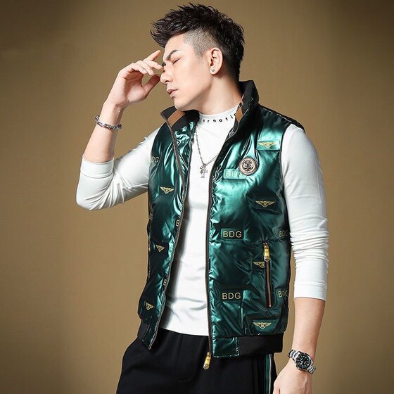European Station 2024 Winter Embossed Down Vest Short Solid Color Vest Lightweight Vest Jacket Vest Jacket Men's