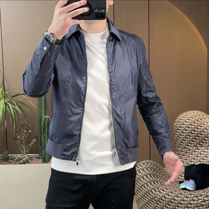 
2026 spring new high-luxury and high-quality men's trendy gray blue casual light business lapel jacket
