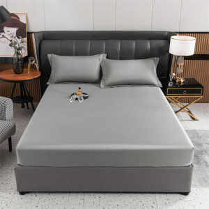 
Single product fitted sheet solid color washed silk ice silk cool silky breathable bedspread 1.5 meters 1.8 meters bedding 3