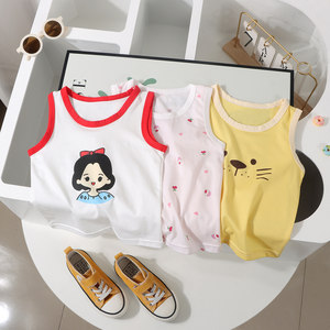 
Baby vest summer thin spring and autumn inner wear belly protection children's pure cotton bottoming girl's suspender boy's sleeveless top