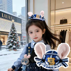 Zootopia Headwear Girls' Accessories Girl Bunny Police Officer Judy Ears Hat Hairpin Children's Hair Accessories