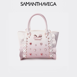 Samantha Ruffled Strap Small Tote Lolita Gradient Pink Sweet Bag for Women Cute Handbag Crossbody