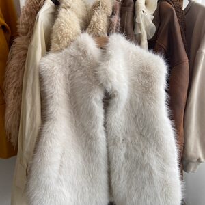 
(Real photo) Eco-friendly fur one-piece fur stand-collar women's waistcoat sleeveless fur vest