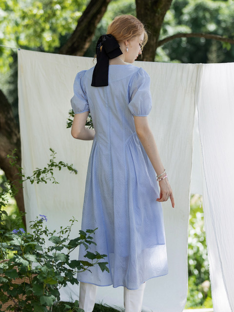 Plataz Collar 2025 New Horn Sleeve Tea Break French-Style Bagg Of The Hip Dress main image 1