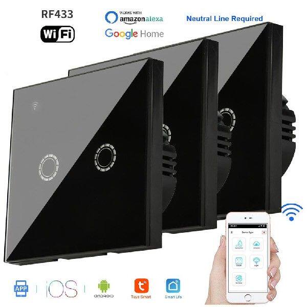 1 | 2 | 3구 TUYA WIFI RF433 스마트 터치 스위치 90-250V 가정용-