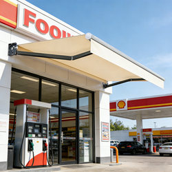 Door Canopy for Milk Tea and Coffee Shops, Hand-Cranked Electric Awning, Outdoor Retractable Folding Patio Sunshade Curtain