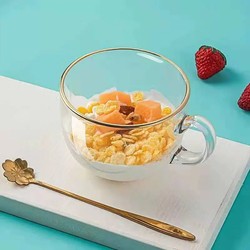 Glass Breakfast Cup, Large Capacity, Milk, Oatmeal, Coffee Cup, Household Use, with Handle, for Women, 2025, High Aesthetic Water Cup