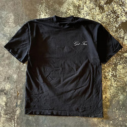 Xiao Chen Story Duo 260g Heavy-Duty Pure Cotton! Floral Letter Print Trendy Simple Couple's Versatile Short-Sleeve T-Shirt