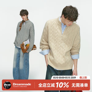 Dream made old money style nouveau riche twist sweater men's autumn and winter thickened couple's inner sweater for boys