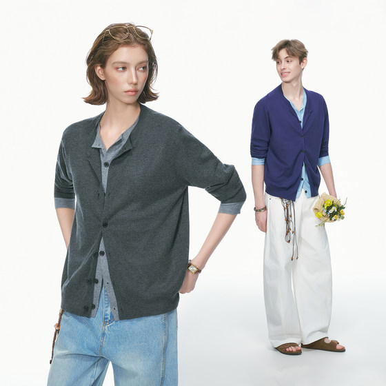 
Dream made old money style retro fake two-piece cardigan sweater for men and women spring casual couple sweater top