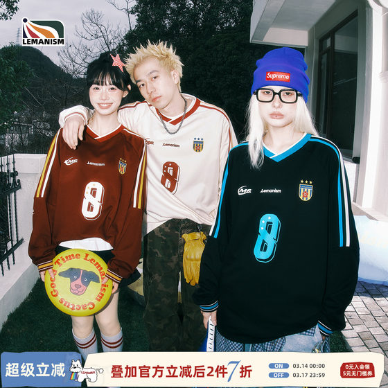 
lemanism American trendy brand cool antibacterial raglan sleeve long-sleeved T-shirt men's 2026 spring and summer new jersey women