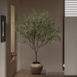 Simulated Green Plant, Large Olive Tree, Indoor High-End Artificial Tree, Bionic Plant, Antique-Style Floor-Standing Potted Plant Decoration