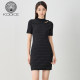 kodice autumn and winter new women's black half-high neck hot diamond hollow knitted dress slim short-sleeved fashion