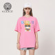 kodice spring and summer new pink cotton round neck T-shirt short-sleeved top cartoon printed loose casual women's clothing
