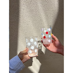 Ppgood Colorful/White Polka Dot Glass Cup Coffee Cup Latte Cute Latte Art Cup Gift