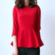7-quarter sleeve T-shirt for women in early spring, slim belly, lotus leaf edge versatile top round neck slim waist waist big hem shirt
