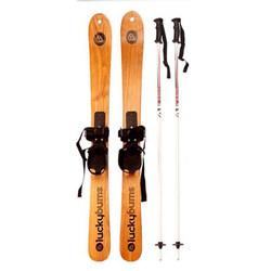 Fashionable Wooden Ski Double-Board for Adults and Children, Made of Natural Wood, Can Be Used as a Window Display or Photography Prop