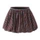 European and American autumn fashion new women's French natural waist college style patterned fluffy skirt mini short skirt