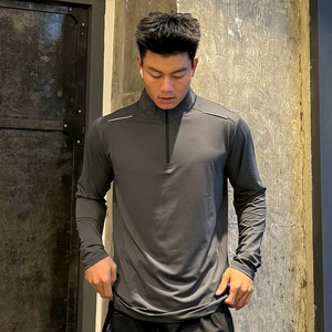 
bkcxzice icebreaking genuine solid color American sports t-shirt men's shooting uniform long sleeves slim fast-drying basketball top