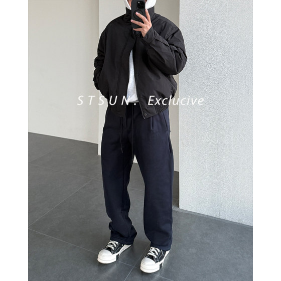 
[STS] Lush Pants autumn and winter velvet all-in-one pleated loose straight versatile basic sports sweatpants