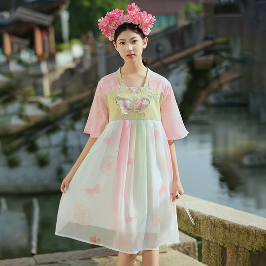 Chinese Style Hanfu Dress for Girls Plus Size Summer Fairy Skirt