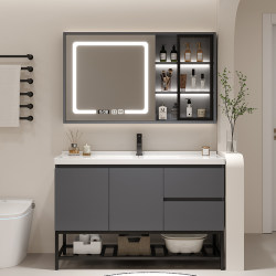 Simple Solid Wood Ceramic Basin Integrated Basin Bathroom Cabinet Floor-Standing Washbasin Cabinet Combination Bathroom Washstand