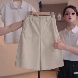 Plus-Size Casual Shorts for Women with Pear-Shaped Body, 2026 New Summer Thin Style, Hip-Covering, Slimming Wide-Leg Shorts