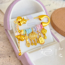 Pregnant Women's Safety Pin, Baby Calming Accessory for Going Out, Safe Sand Gold Zodiac Snake Baby, Newborn Full Month Gift for Pregnant Mom