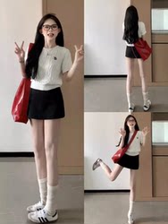 American-Style Black Suit Short Skirt for Women, Spring and Summer, Petite, Tight-Fitting, Sexy, High-Waisted, Slimming, Hip-Hugging Half Skirt