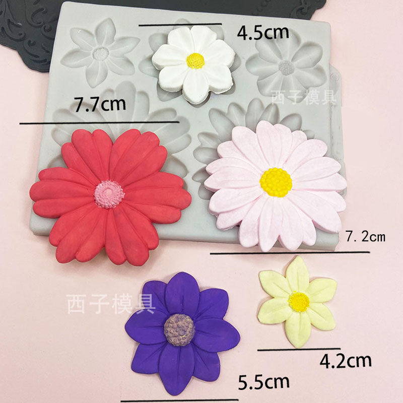 Set De 4 Moules En Silicone Fleurs 3D - Pour Bougies, Savon, Chocolat, DIY - Qualité Alimentaire, Réutilisable - 7