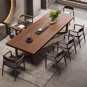 
Solid wood tea table and chair combination new Chinese style Zen home living room large plate table modern simple office tea table
