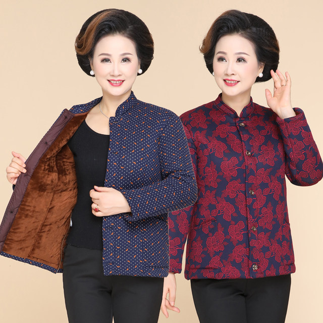 Middle -aged and elderly mother winter cotton jackets plus thickened camel paddy jacket elderly people elastic home warm cotton jacket
