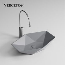 Internet Celebrity Diamond Countertop Basin Ceramic Integrated Special-Shaped Wash Basin Single Basin Colorful High-Grade Cement Gray Wash Basin Art Basin