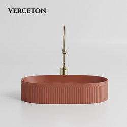 Brick-Red Ceramic Integrated Washbasin Single Basin European Retro Style Colorful Countertop Basin Balcony Art Washbasin
