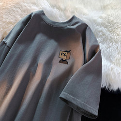 Men's Short-Sleeve T-Shirt, Loose Fit, Heavyweight, American Style, Trendy Brand, Versatile, Hong Kong Style, Casual, Pure Cotton Top, Summer T-Shirt, Half-Sleeve