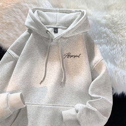 Heavyweight Hooded Sweatshirt for Men with Lettering, American Style Trendy Brand, New Autumn and Winter Fleece-Lined Thickened Student Top Jacket