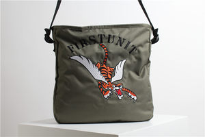 First Unit Green Flying Tiger Embroidered Waterproof Shoulder Backpack A4 paper adapting backpack