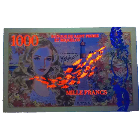 全新2022年 圣皮埃尔和密克隆岛 1000 法郎 商业钞 塑料观赏币