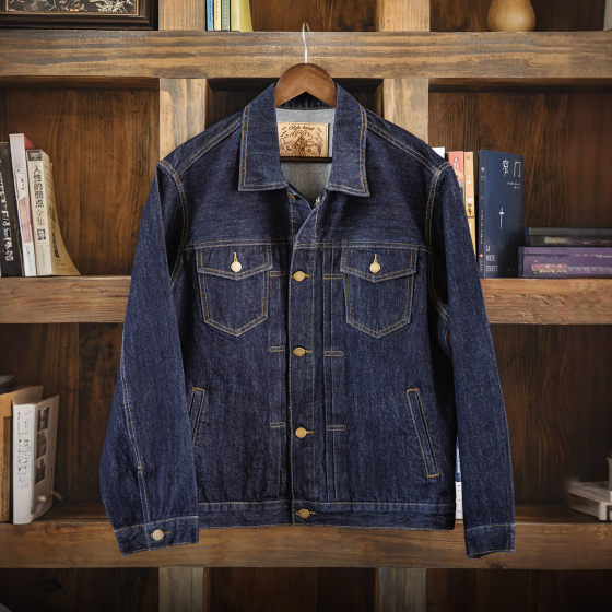 
MRA Men's TYPE-2 Raw Cow Color Western Denim Jacket 13.8 oz Pure Cotton Dark Short Jacket Early Spring