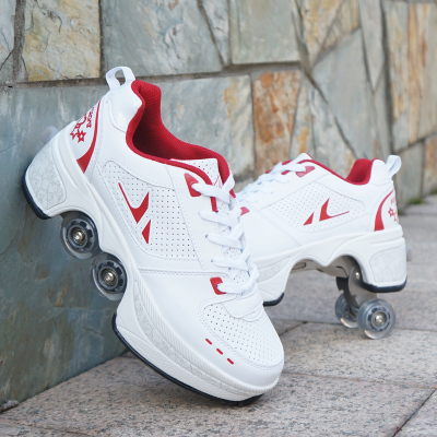 Chaussures à Roulettes Enfant Surwin - Sneakers Avec Roues Rétractables Nœud Papillon Pour Fille Et Garçon