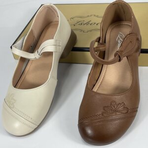 
First layer cowhide soft sole mother's shoes Velcro comfortable genuine leather women's shoes 2025 spring and autumn single shoes mid-heel middle-aged leather shoes