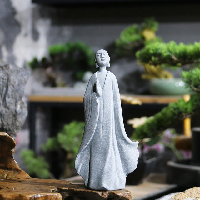 Simulation landscape monk statue, small ornament flower gardening bonsai fake mountain micro -landscape landscape landscape Buddha figure small furnishings
