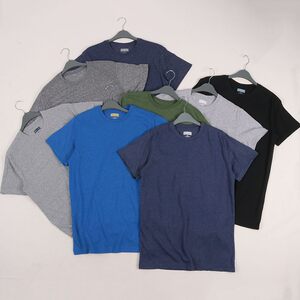 
Simple European and American style! Loose, soft and comfortable summer solid color casual round neck large size short-sleeved T-shirt bottoming men's clothing