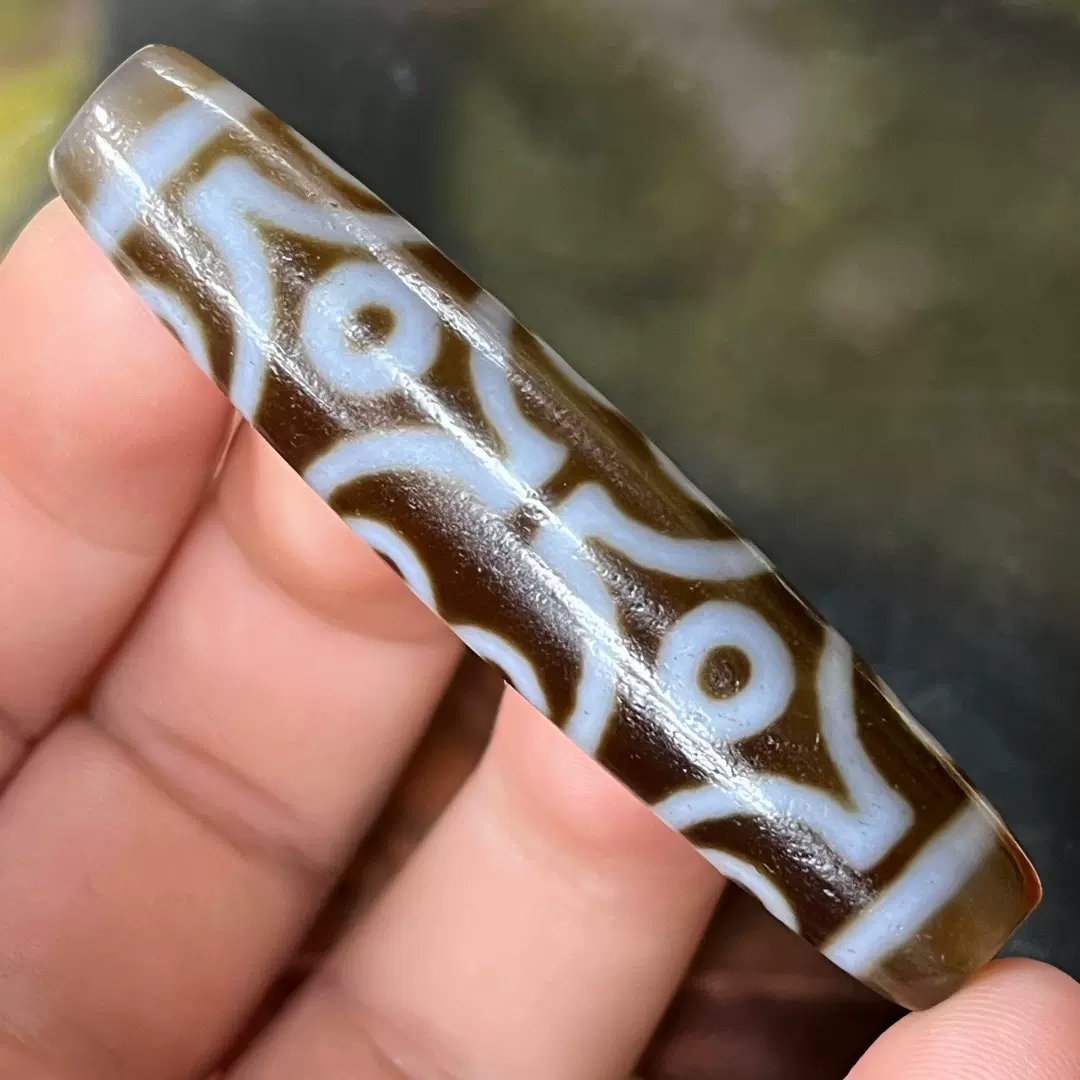 藏传十字金刚十二眼天珠吊坠古法包浆高油