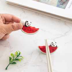 Nordic Style Simple Ceramic Watermelon Panda Chopstick Holder Japanese Style Zakka Cute Home Dining Table Decoration