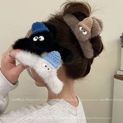 2025 New High-End Autumn and Winter Cute Plush Elf Hair Clip for Women, Large Claw Clip for the Back of the Head